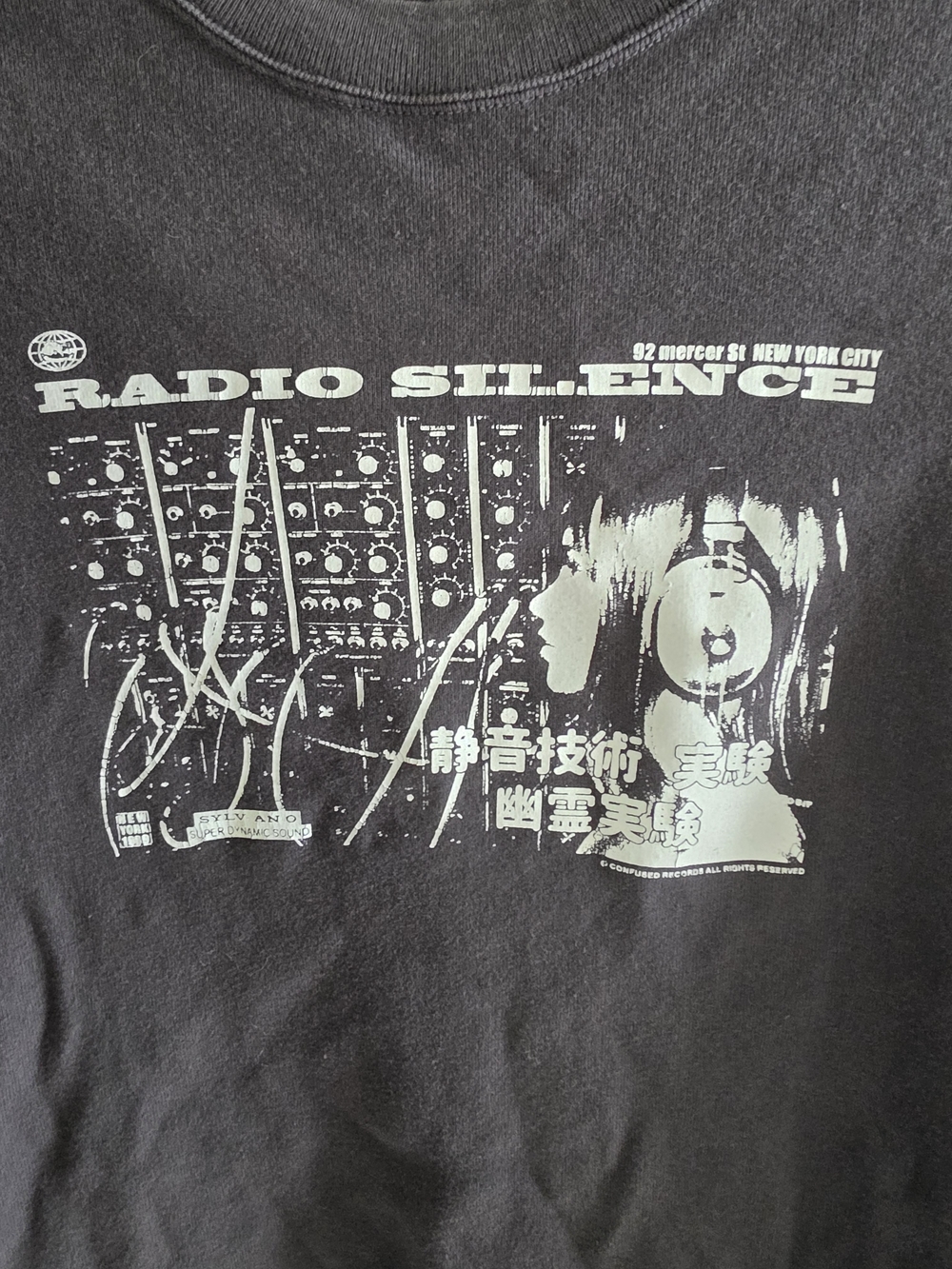 Brandy Melville Black Graphic "Radio Silence" Crop Top